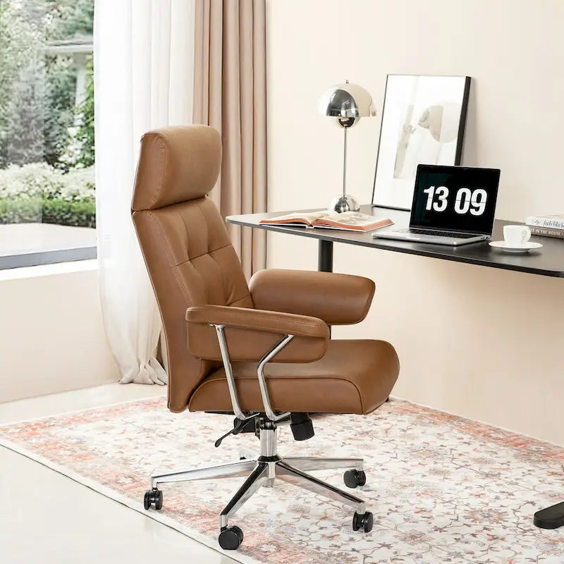 Ergonomischer Bürostuhl aus PU-Leder mit hoher Rückenlehne, drehbar und höhenverstellbar