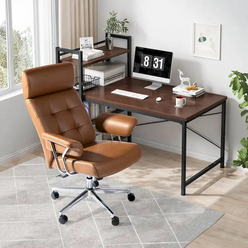 Ergonomischer Bürostuhl aus PU-Leder mit hoher Rückenlehne, drehbar und höhenverstellbar