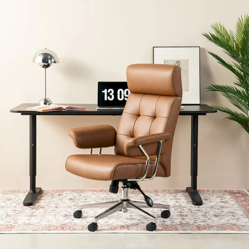 Ergonomischer Bürostuhl aus PU-Leder mit hoher Rückenlehne, drehbar und höhenverstellbar
