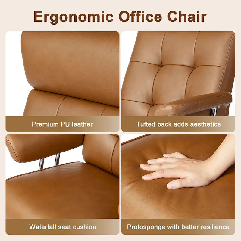 Ergonomischer Bürostuhl aus PU-Leder mit hoher Rückenlehne, drehbar und höhenverstellbar