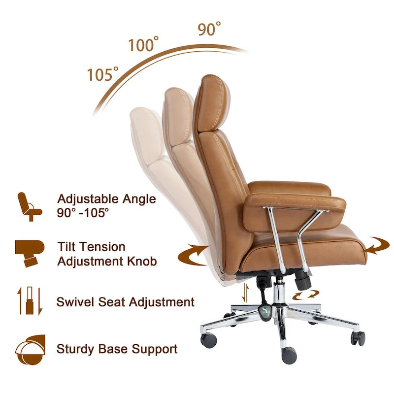 Ergonomischer Bürostuhl aus PU-Leder mit hoher Rückenlehne, drehbar und höhenverstellbar