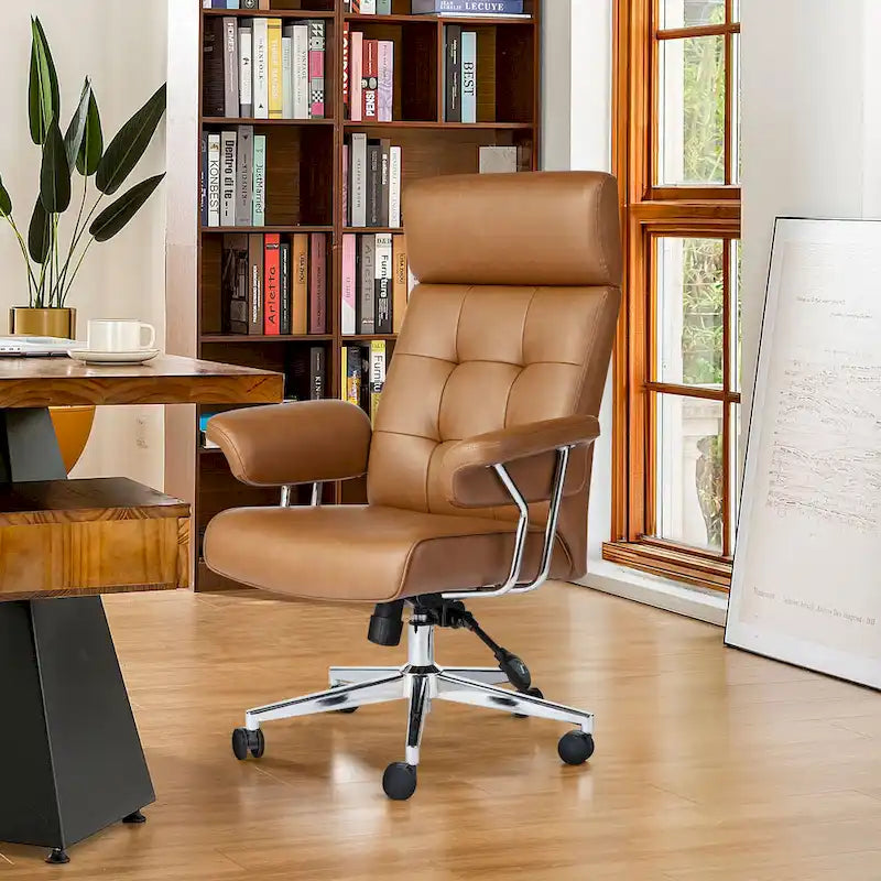Ergonomischer Bürostuhl aus PU-Leder mit hoher Rückenlehne, drehbar und höhenverstellbar