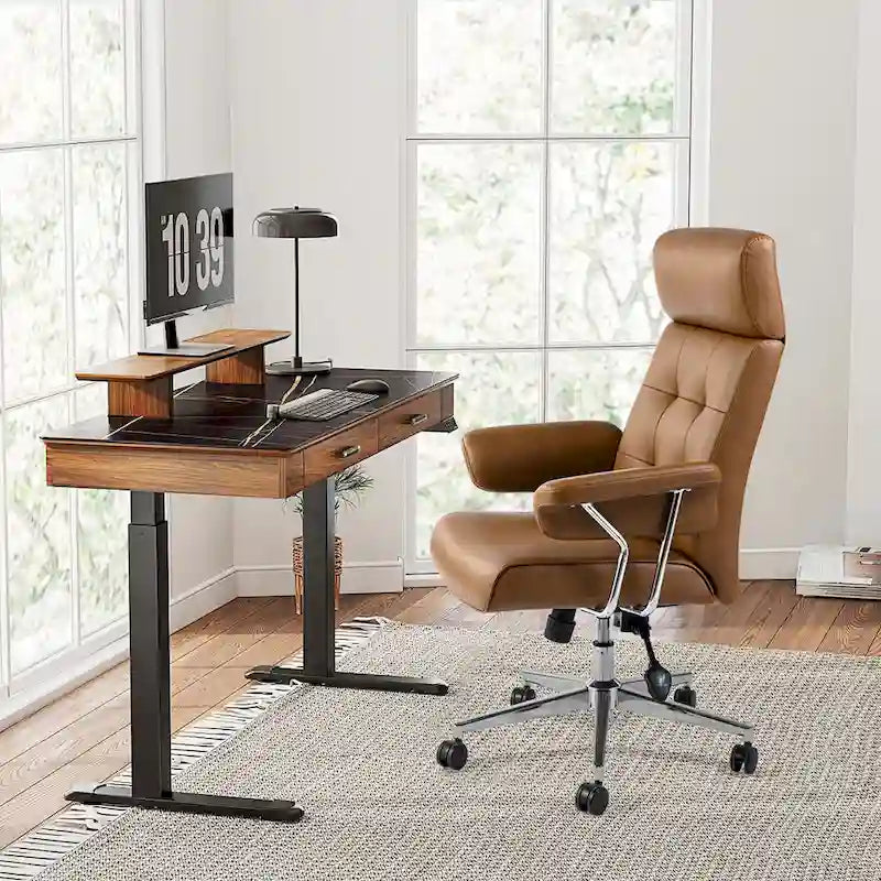Ergonomischer Bürostuhl aus PU-Leder mit hoher Rückenlehne, drehbar und höhenverstellbar