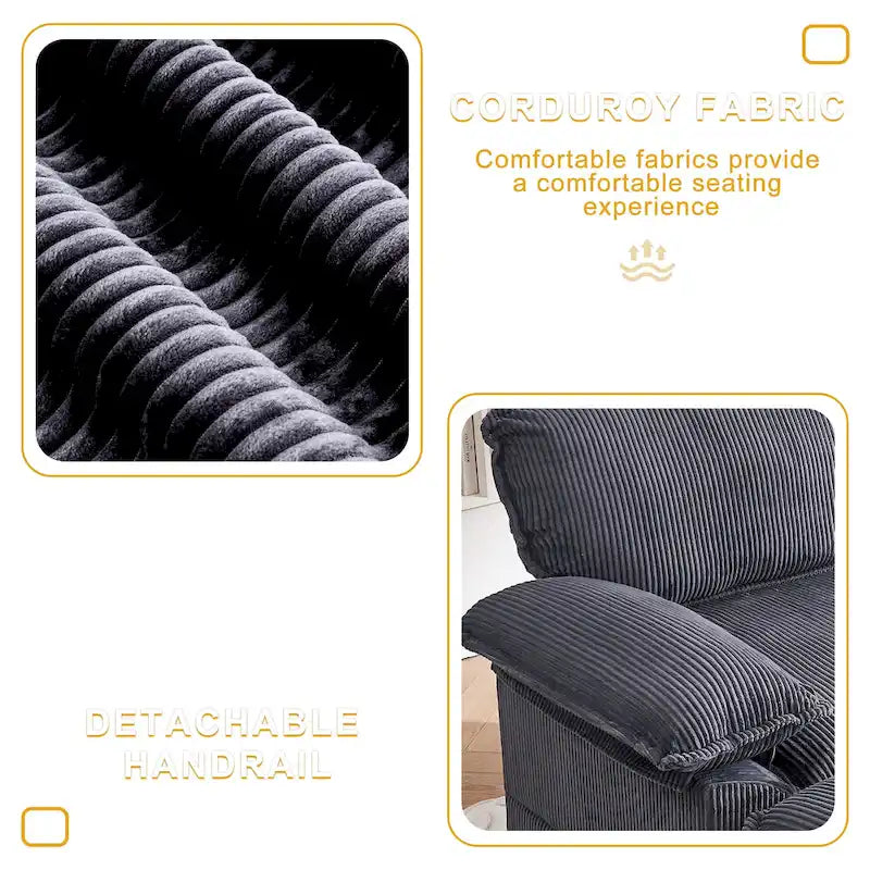 Fauteuil surdimensionné de 56.9 W avec repose-pieds, fauteuil de lecture pour chambre, canapé-lit de détente, canapé inclinable moderne une place extra-large