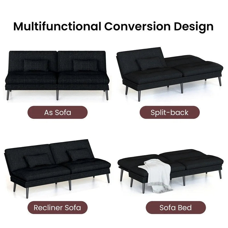Grondin-Schlafsofa mit 5-fach verstellbarer Rückenlehne und 2 Kissen, im modernen Lounge-Stil