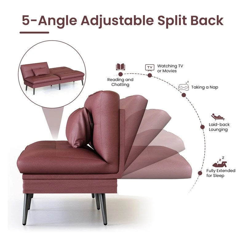 Grondin-Schlafsofa mit 5-fach verstellbarer Rückenlehne und 2 Kissen, im modernen Lounge-Stil