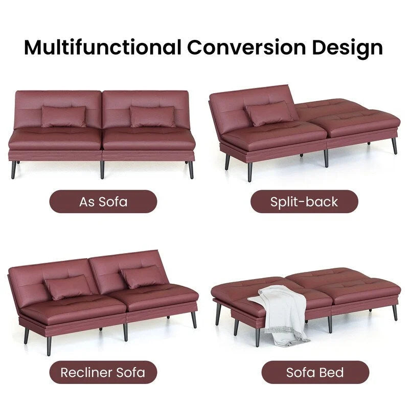 Grondin-Schlafsofa mit 5-fach verstellbarer Rückenlehne und 2 Kissen, im modernen Lounge-Stil