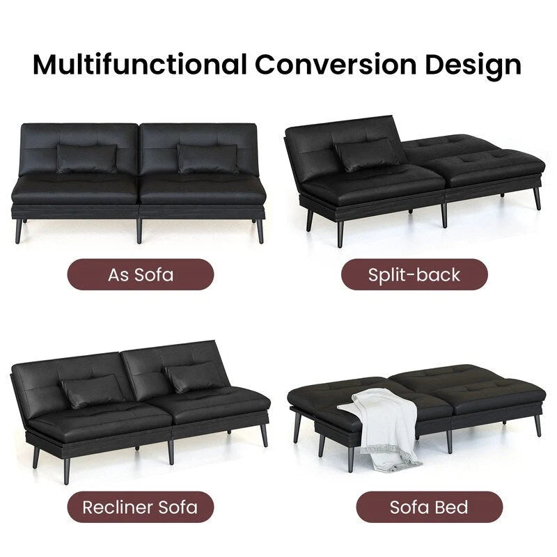 Grondin-Schlafsofa mit 5-fach verstellbarer Rückenlehne und 2 Kissen, im modernen Lounge-Stil