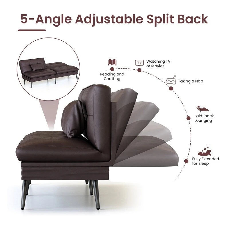 Grondin-Schlafsofa mit 5-fach verstellbarer Rückenlehne und 2 Kissen, im modernen Lounge-Stil