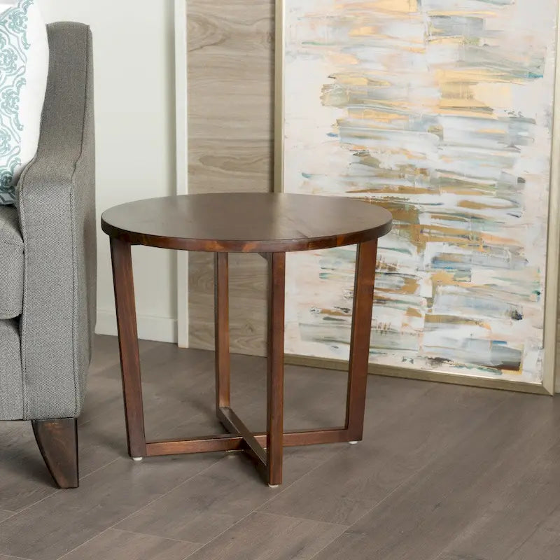 Mesa auxiliar redonda de madera de acacia