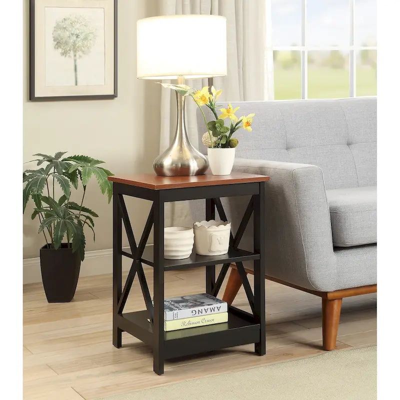 Mesa auxiliar moderna con estantes, estructura resistente, fácil de montar, ideal para dormitorios y apartamentos