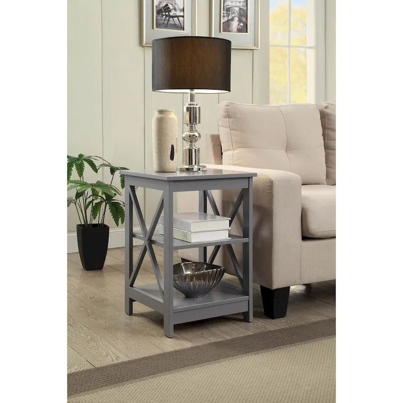 Mesa auxiliar moderna con estantes, estructura resistente, fácil de montar, ideal para dormitorios y apartamentos