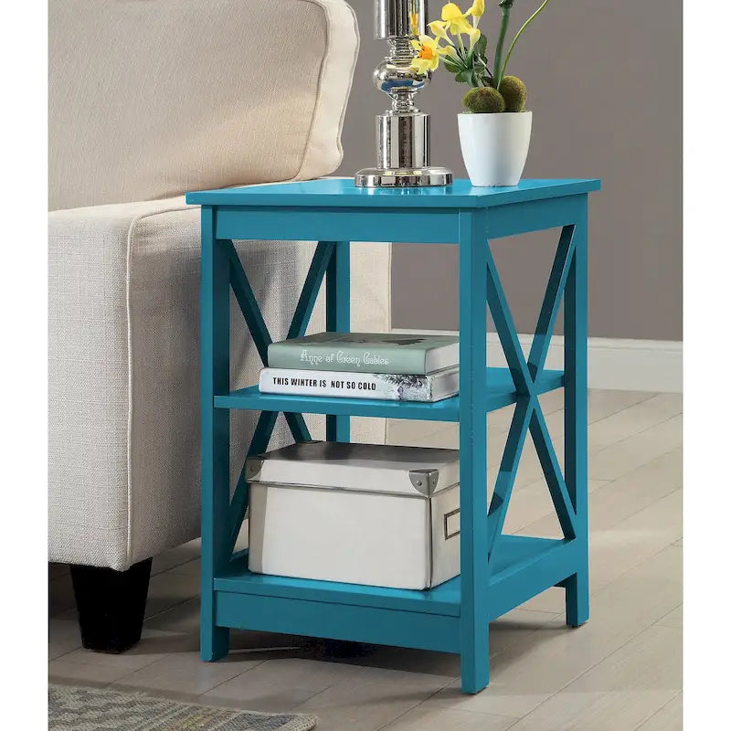 Mesa auxiliar moderna con estantes, estructura resistente, fácil de montar, ideal para dormitorios y apartamentos