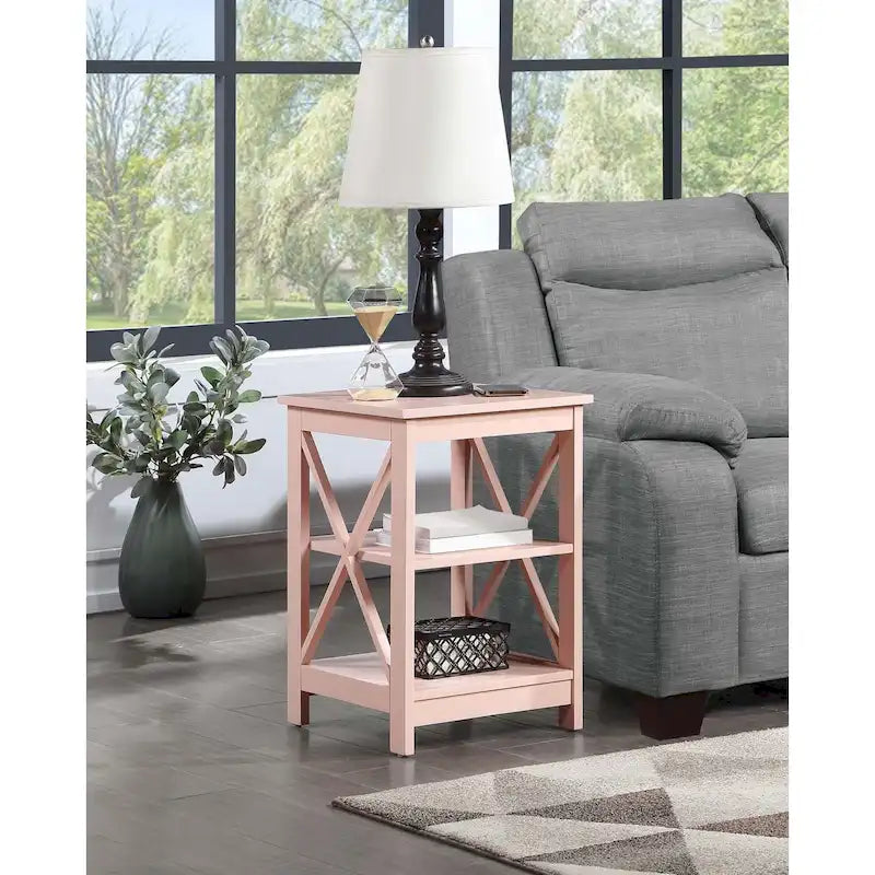 Mesa auxiliar moderna con estantes, estructura resistente, fácil de montar, ideal para dormitorios y apartamentos