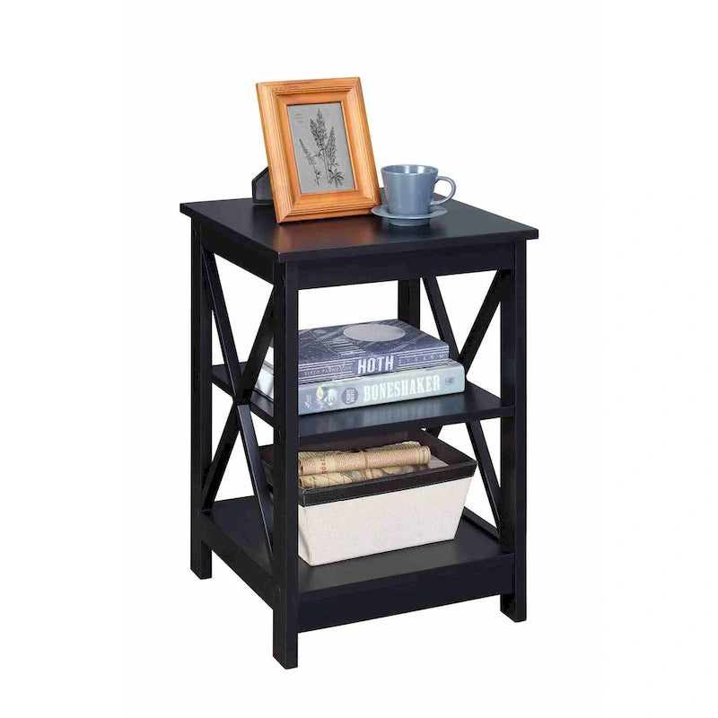 Mesa auxiliar moderna con estantes, estructura resistente, fácil de montar, ideal para dormitorios y apartamentos