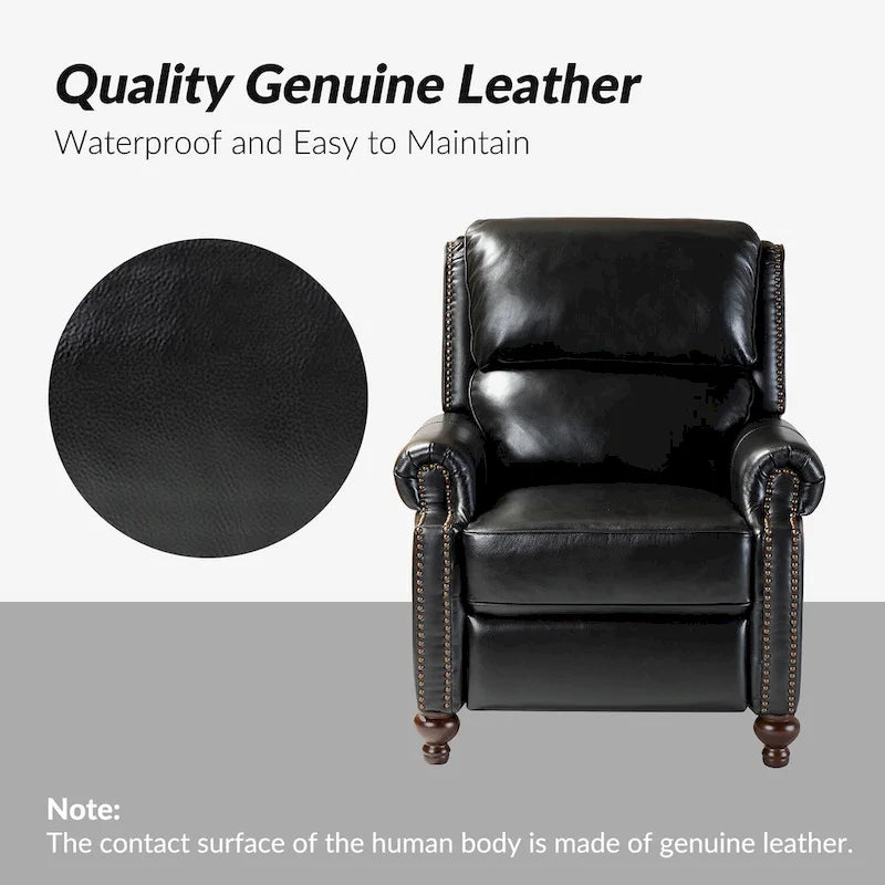 Fauteuil inclinable moderne du milieu du siècle en cuir véritable, garniture à clous, lot de 2