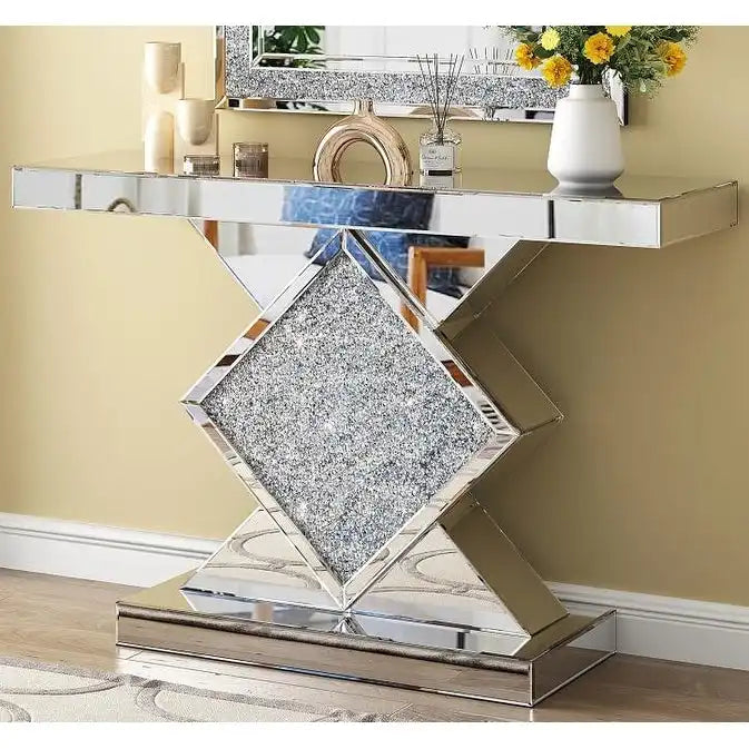 Table console moderne avec incrustation de diamants concassés