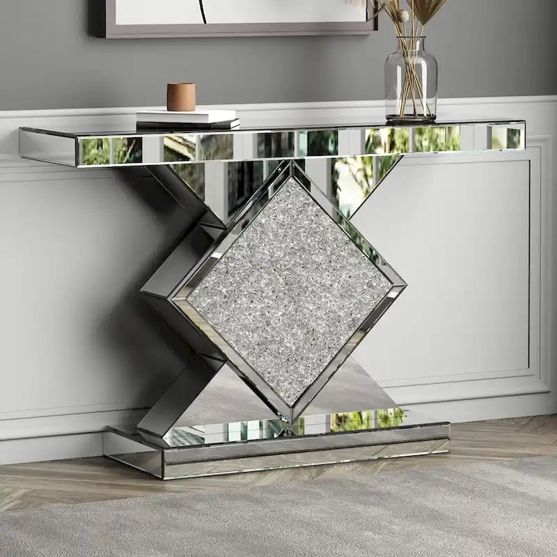 Table console moderne avec incrustation de diamants concassés