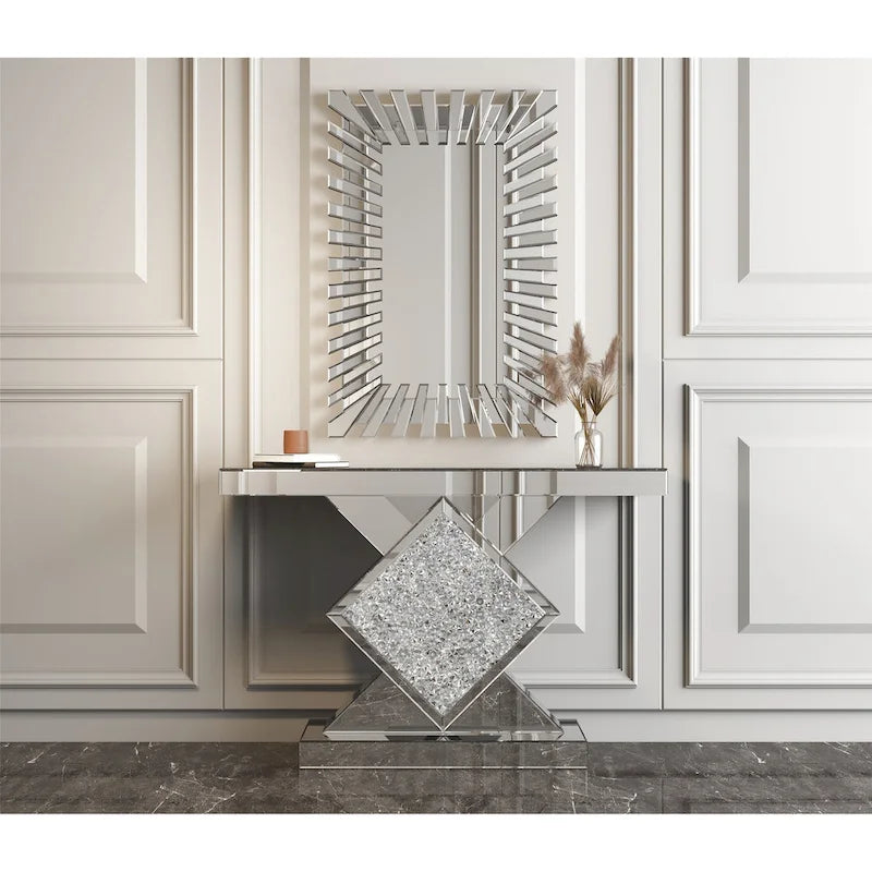 Table console moderne avec incrustation de diamants concassés
