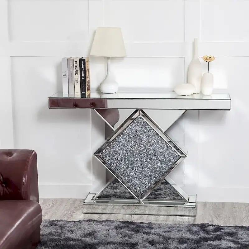 Table console moderne avec incrustation de diamants concassés