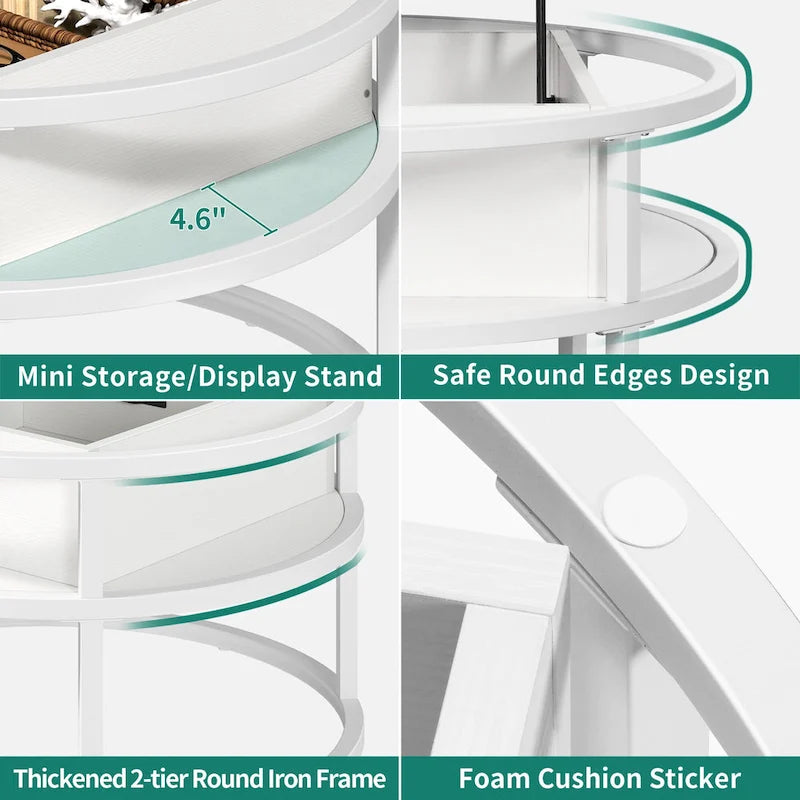 Table basse ronde relevable avec rangement dissimulé
