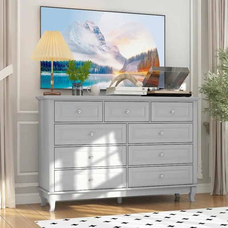 Commode à 9 tiroirs 55.1W : design spacieux et épuré, finition laquée
