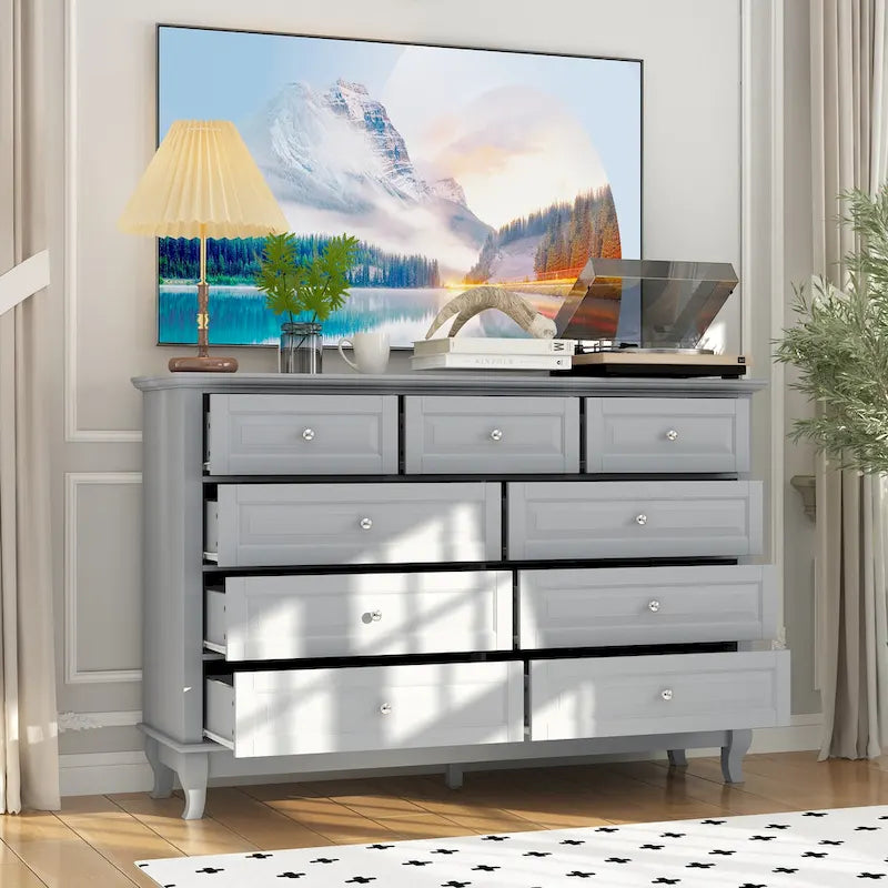 Commode à 9 tiroirs 55.1W : design spacieux et épuré, finition laquée