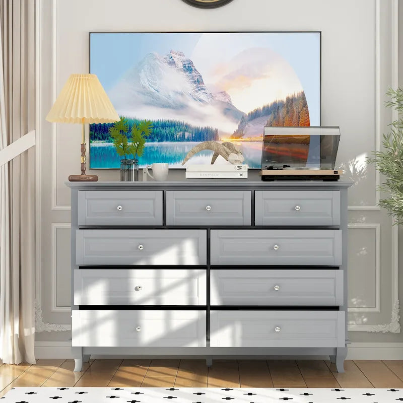 Commode à 9 tiroirs 55.1W : design spacieux et épuré, finition laquée