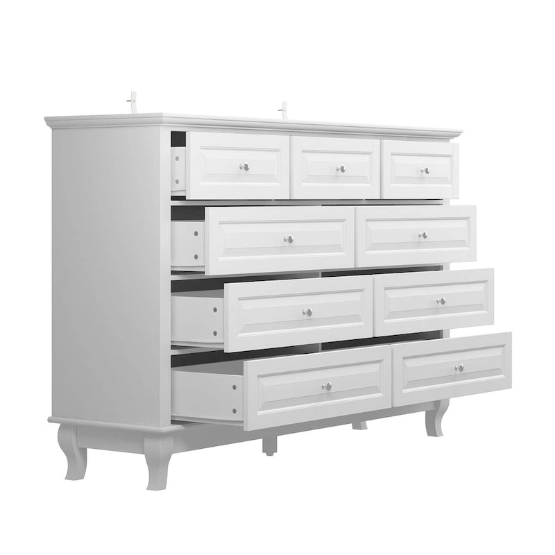 Commode à 9 tiroirs 55.1W : design spacieux et épuré, finition laquée