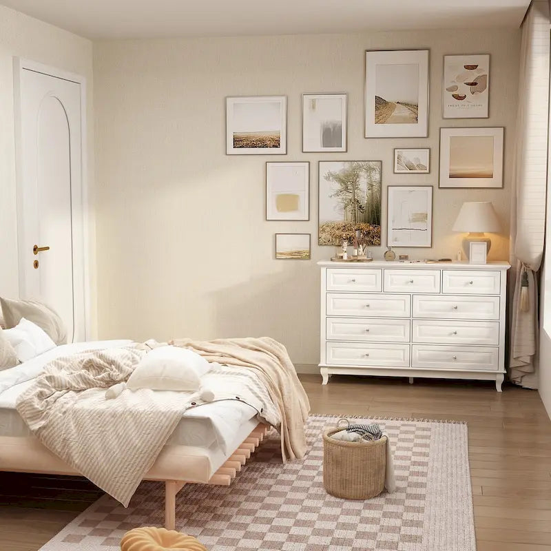 Commode à 9 tiroirs 55.1W : design spacieux et épuré, finition laquée