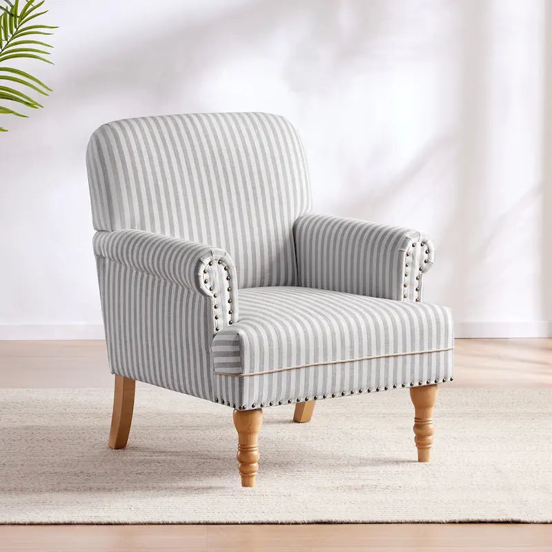 Sofá decorativo tapizado, sillón tipo club de lino con patas para sala de estar