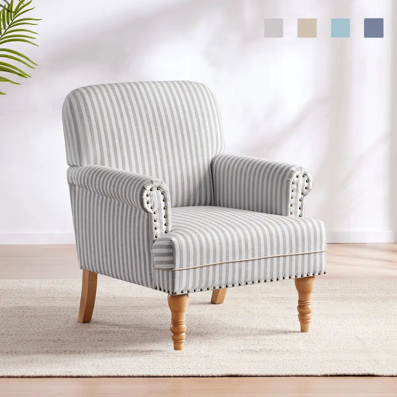 Sofá decorativo tapizado, sillón tipo club de lino con patas para sala de estar