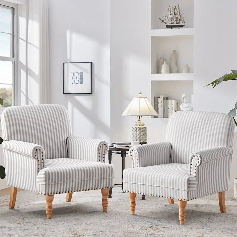 Sofá decorativo tapizado, sillón tipo club de lino con patas para sala de estar