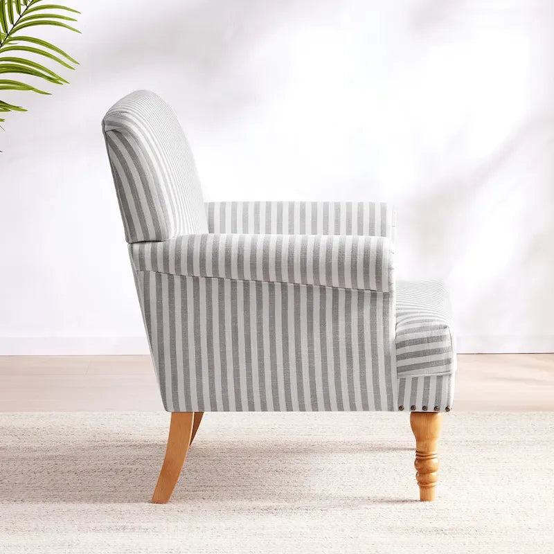 Sofá decorativo tapizado, sillón tipo club de lino con patas para sala de estar