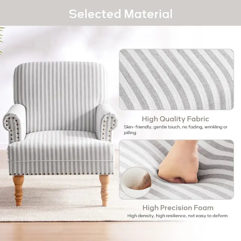 Sofá decorativo tapizado, sillón tipo club de lino con patas para sala de estar