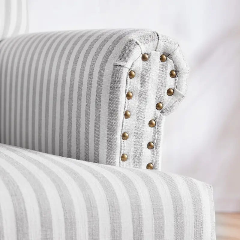 Sofá decorativo tapizado, sillón tipo club de lino con patas para sala de estar