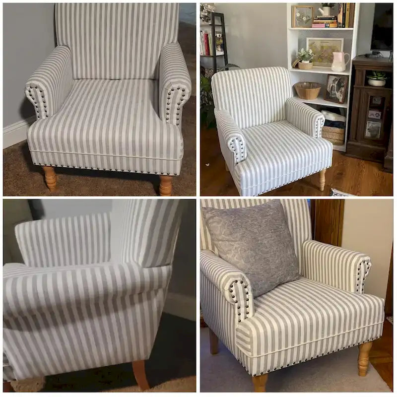 Sofá decorativo tapizado, sillón tipo club de lino con patas para sala de estar