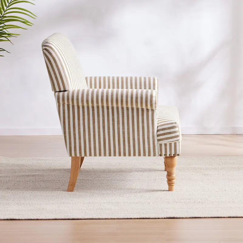 Sofá decorativo tapizado, sillón tipo club de lino con patas para sala de estar
