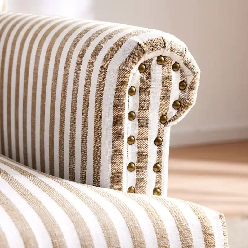 Sofá decorativo tapizado, sillón tipo club de lino con patas para sala de estar