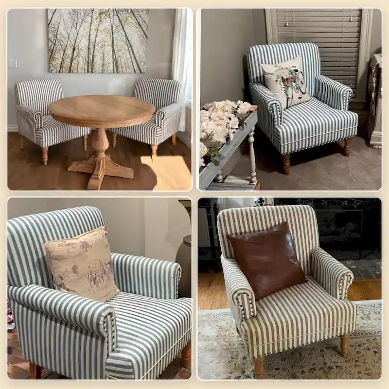 Sofá decorativo tapizado, sillón tipo club de lino con patas para sala de estar