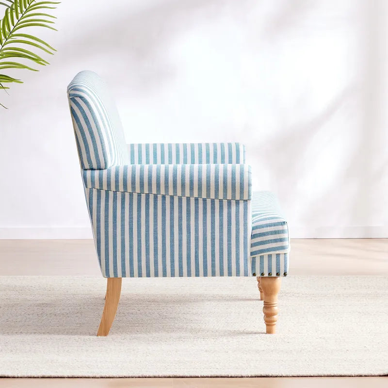 Sofá decorativo tapizado, sillón tipo club de lino con patas para sala de estar