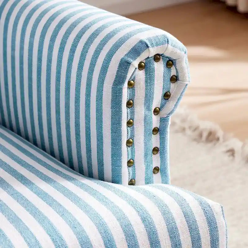 Sofá decorativo tapizado, sillón tipo club de lino con patas para sala de estar