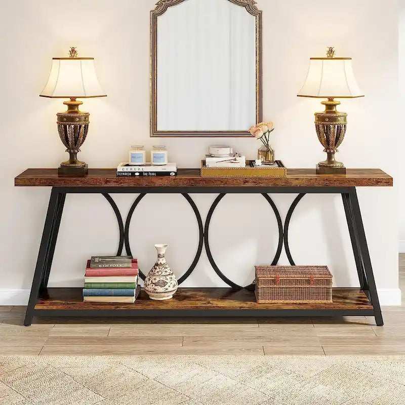 Table console extra longue de 70.9 pouces, table d’appoint pour canapé et salon