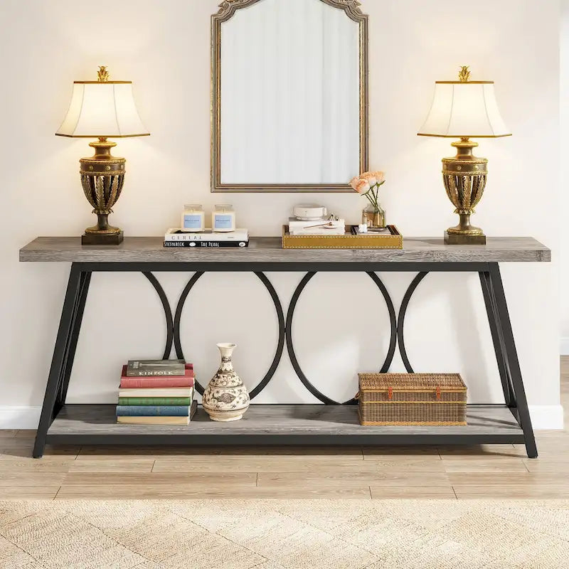 Table console extra longue de 70.9 pouces, table d’appoint pour canapé et salon