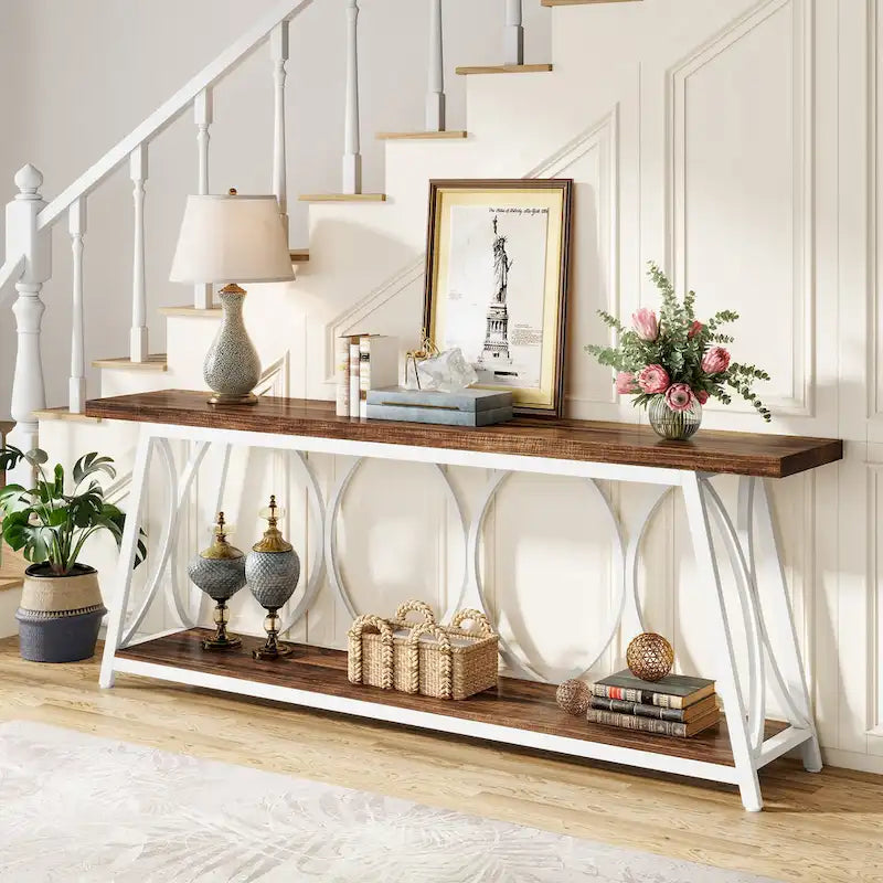 Table console extra longue de 70.9 pouces, table d’appoint pour canapé et salon