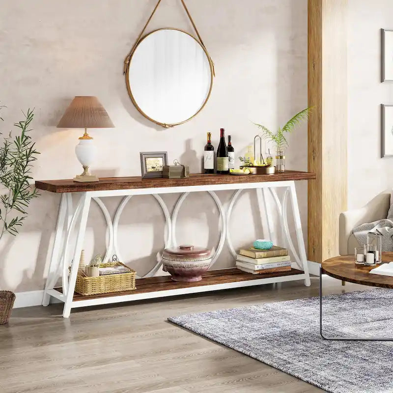 Table console extra longue de 70.9 pouces, table d’appoint pour canapé et salon