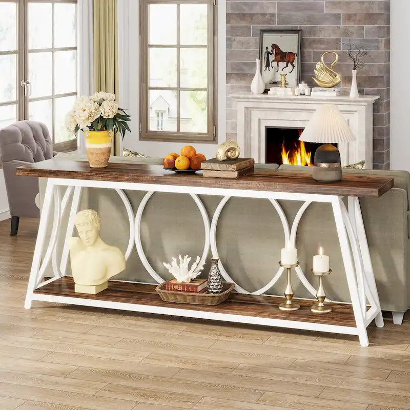 Table console extra longue de 70.9 pouces, table d’appoint pour canapé et salon
