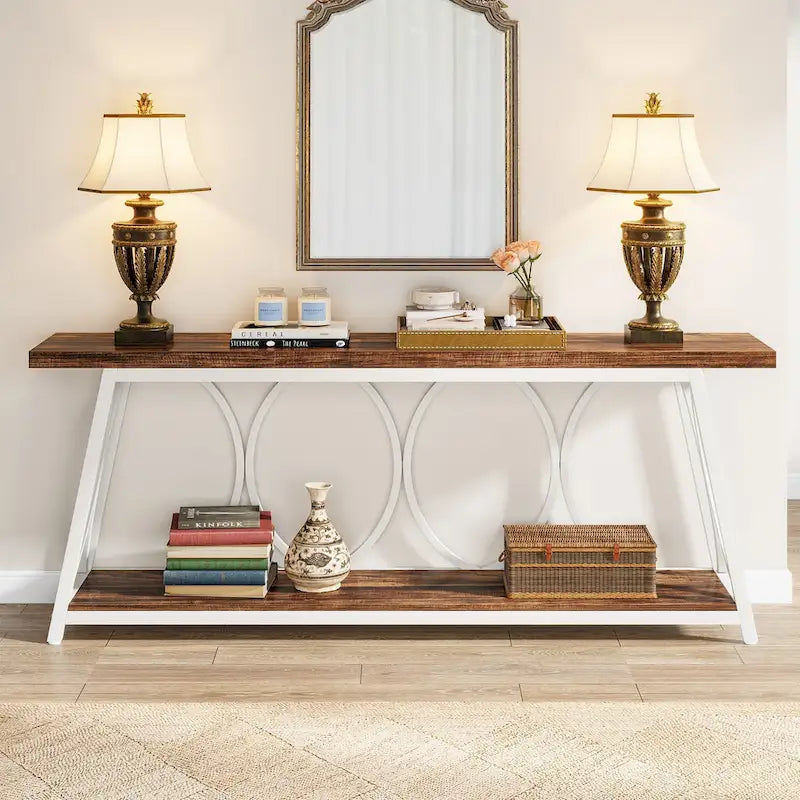 Table console extra longue de 70.9 pouces, table d’appoint pour canapé et salon