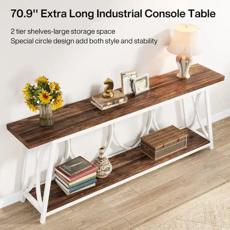 Table console extra longue de 70.9 pouces, table d’appoint pour canapé et salon