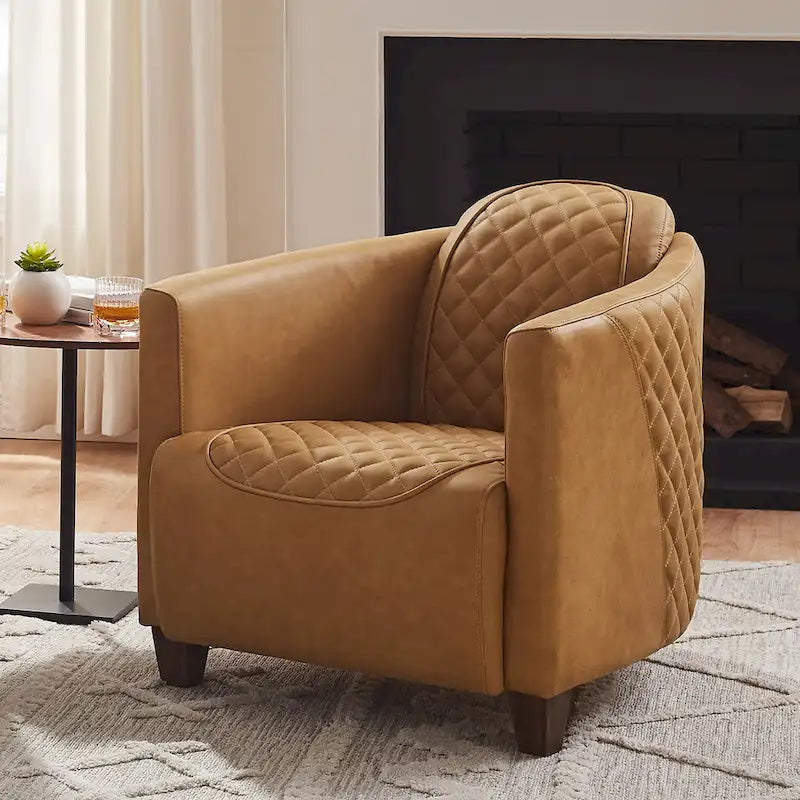 Fauteuil d’appoint industriel rétro en cuir pleine fleur et aluminium
